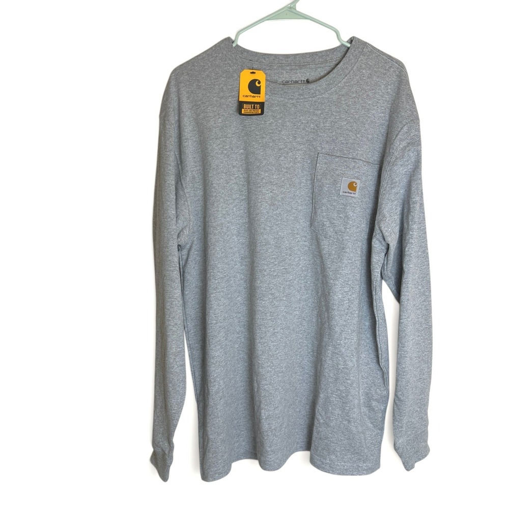 Carhartt K126 Heavyweight Pocket Tee Gray Long Sleeve Loose Fit Mens M NWT
